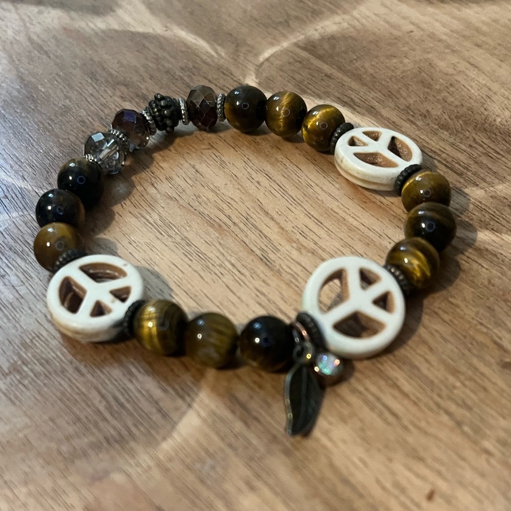 Handmade Tiger’s Eye Peace Bracelet | Confidence • Balance • Boho Style
